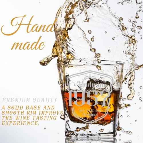 Onebttl 65th Birthday Gifts for Men, Made in 1957, Funny 65 Years Old Bday Gifts for Grandpa, Dad, Uncle, Husband from Grandchild, Son, Daughter, Whiskey Glass, Old Fashioned Glass, Rocks Glass