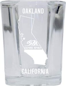 oakland california laser etched souvenir 2 ounce square shot glass state flag design