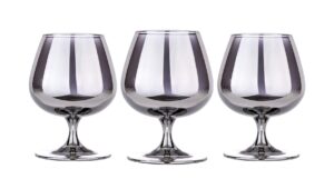 graphite 13.5-ounce brandy glasses, elegant glasses for old fashioned, whiskey, bourbon, brandy tasting snifters, present idea for wedding and birthday, set of 3