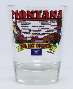 montana state elements map shot glass