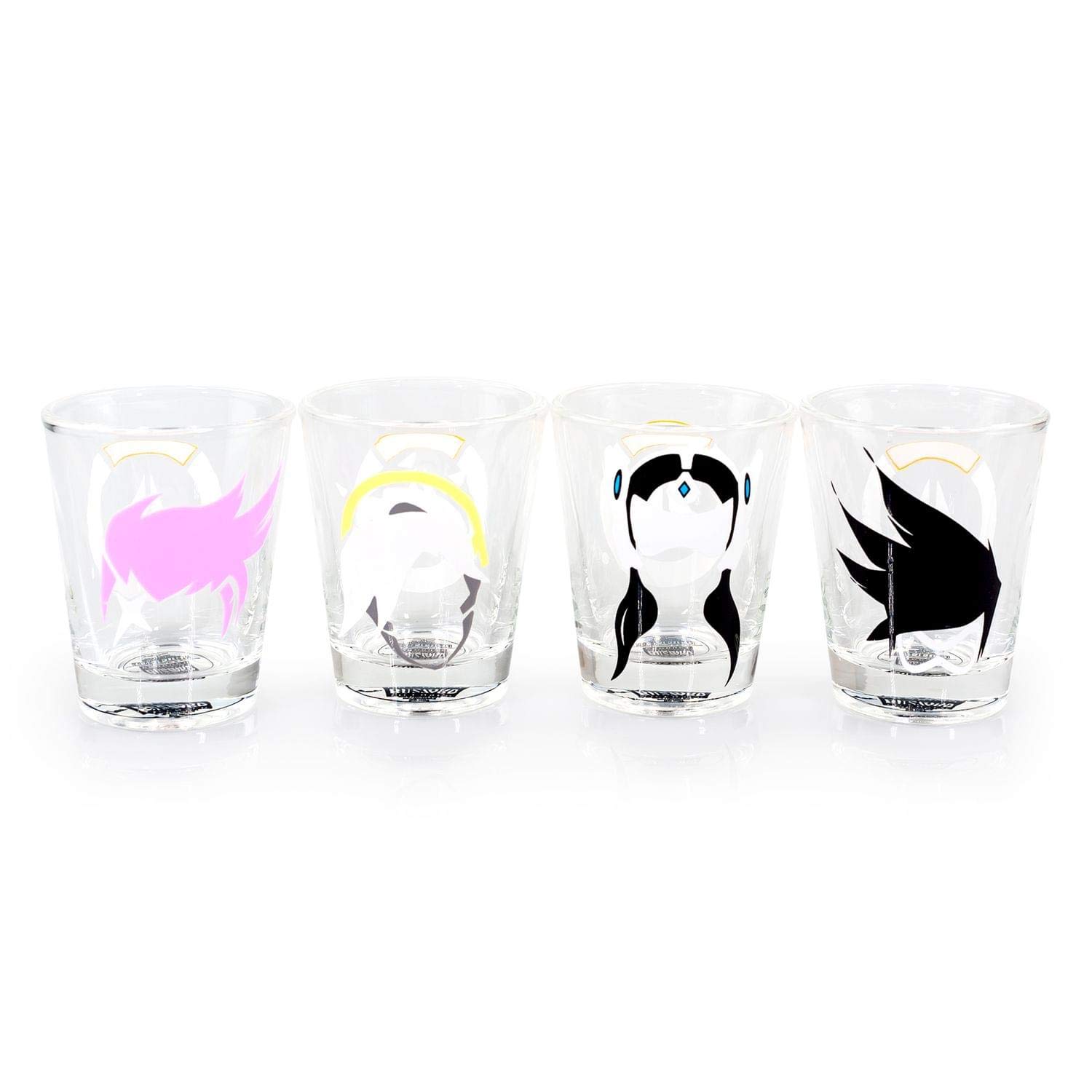 JUST FUNKY Overwatch Shot Glass Set | Tracer, D.Va, Mercy, & Symmetra | Set Of 4 Glasses