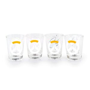 JUST FUNKY Overwatch Shot Glass Set | Tracer, D.Va, Mercy, & Symmetra | Set Of 4 Glasses