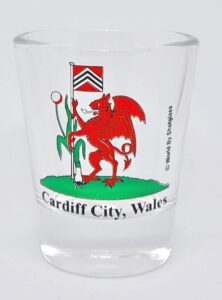 cardiff city wales coat of arms shot glass