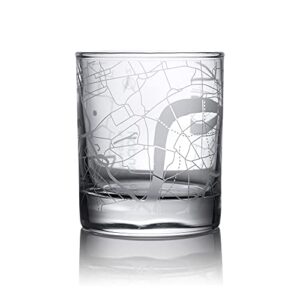 london city map whiskey glass, unique gift, 10.5 oz