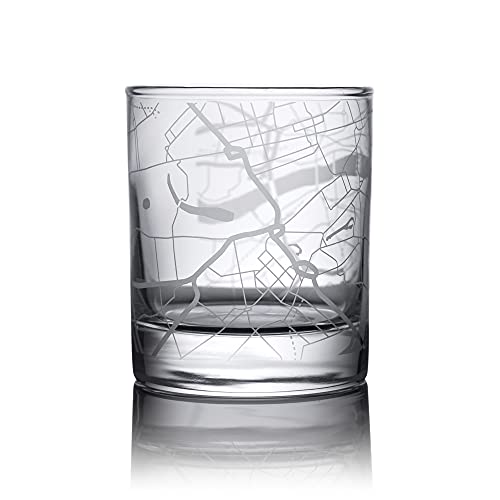 London City Map Whiskey Glass, Unique Gift, 10.5 oz