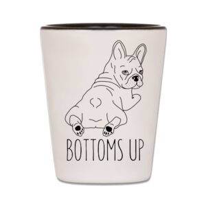 french bulldog shot glass - bottoms up - funny frenchie shooter barware cup
