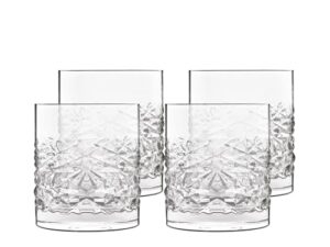 luigi bormioli 12346/02 mixology 12.75 oz textures dof double old fashioned glasses (set of 4), clear
