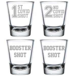 or something set of 4 shot glasses glass funny quarantine 1st shot 2nd shot booster shots