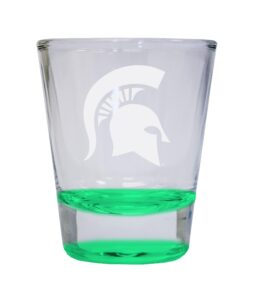 michigan state spartans etched round colored shot glass 2 oz green officially licensed collegiate product