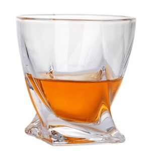 dqx whiskey glasses gift set of 4 old fashion glass, tumblers for drinking bourbon, cocktail, cognac, irish whisky, large 10oz premium crystal glass