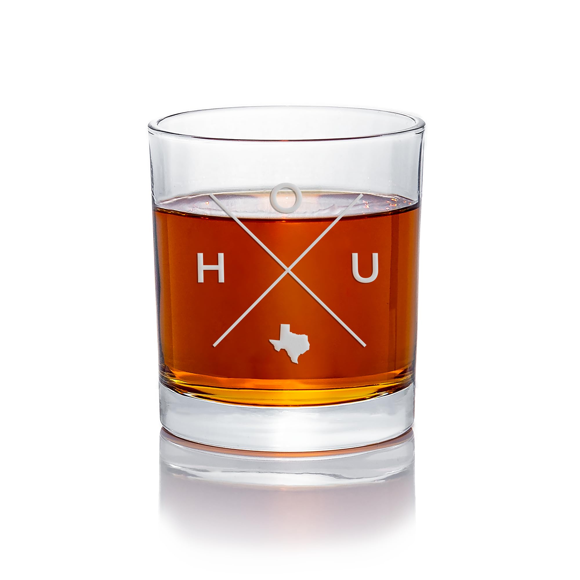 HOU Houston Texas Round Rocks Glass - Houston Gift Ideas, Good Gift For Texas Fan, Great Texas Whiskey Glass