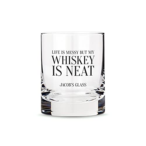 WEDDINGSTAR Personalized Whiskey Glass 11oz - Whiskey is Neat Print