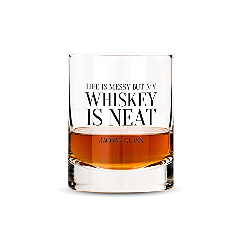 WEDDINGSTAR Personalized Whiskey Glass 11oz - Whiskey is Neat Print