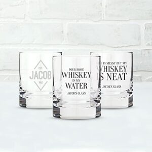 WEDDINGSTAR Personalized Whiskey Glass 11oz - Whiskey is Neat Print