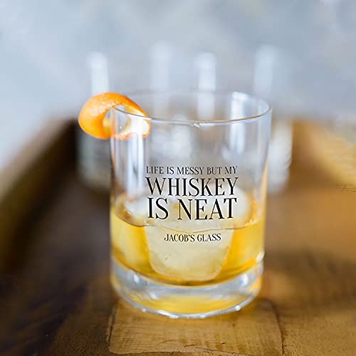 WEDDINGSTAR Personalized Whiskey Glass 11oz - Whiskey is Neat Print