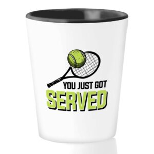 sports shot glass 1.5 oz - you just got served - tennis athlete hobby funny pun sarcasm joke racket ball coach player