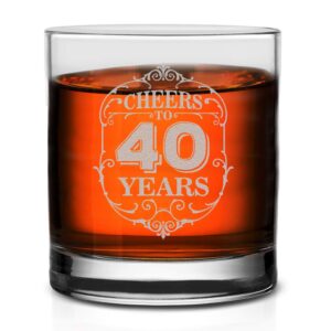 veracco cheers to 40 years whiskey glass funny gift for someone who loves drinking bachelor 40th birthday party favors fourty and fabulous (clear, glass)