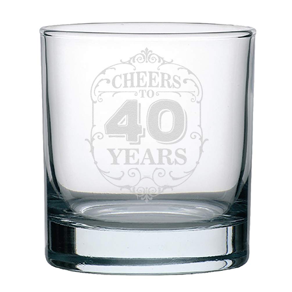 Veracco Cheers To 40 Years Whiskey Glass Funny Gift For Someone Who Loves Drinking Bachelor 40th Birthday Party Favors Fourty and Fabulous (Clear, Glass)