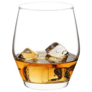 lav whiskey glasses 6-piece, 12.5 oz clear glass tumblers set for bourbon & cognac and scotch, dishwasher safe