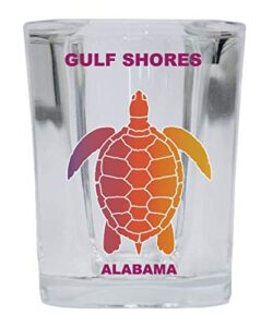 gulf shores alabama souvenir rainbow turtle design square shot glass