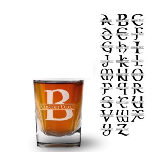 Celtic Initial 2.5oz Shot glass shooter (one) Split Monogram w/Free Customization