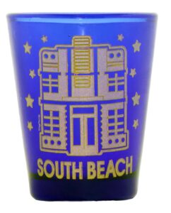 south beach miami florida metallic blue shot glass