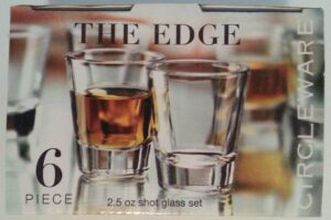 circleware edge shot glasses, set of 6, 1.5 oz., clear