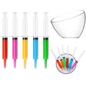24 pcs 10 ml shot syringes plastic and 2 pcs cups acrylic party liquid shot syringe for parties halloween christmas drinks serving, 0.7 oz