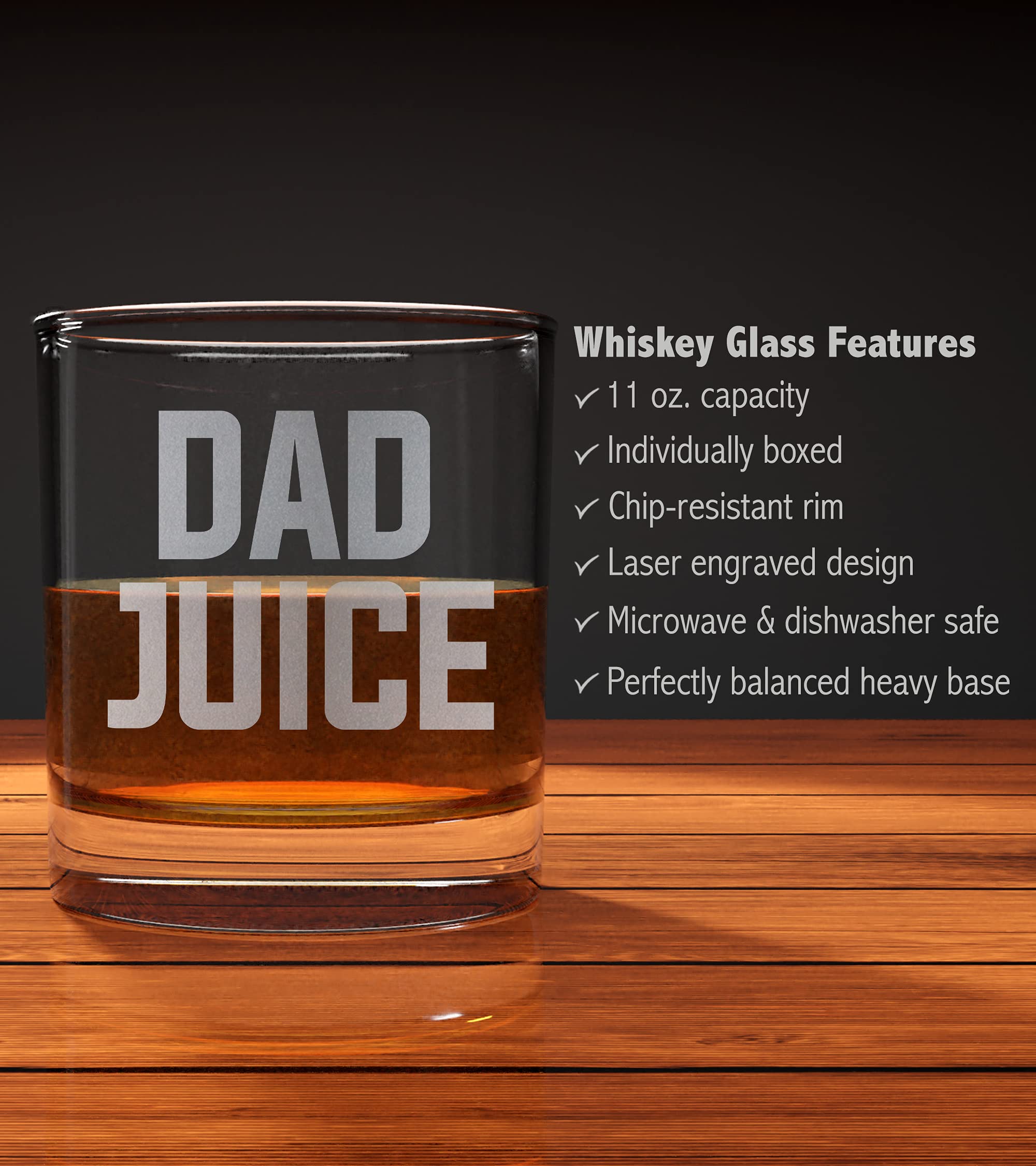 DAD JUICE Custom Personalized Whiskey Glass - Funny Gift for Dad Uncle Grandpa From Father's Day Gift