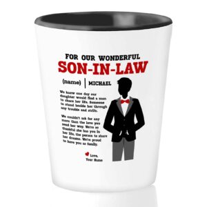 son in law personalized shot glass 1.5 oz - for our wonderful - custom name sarcasm birthday wedding anniversary mother in law daughter