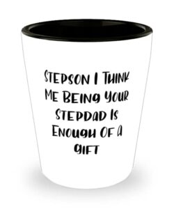 stepson i think me being your stepdad is enough of a shot glass, stepson present from dad, unique idea ceramic cup for son