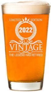 carvelita the legend has retired 2022 limited editions 16oz beer glass - funny retirement gifts for men - retired gifts for women - happy retirement gifts - retirement party decorations for men