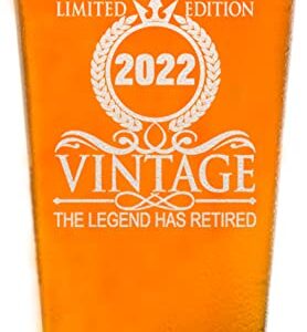 CARVELITA The Legend Has Retired 2022 Limited Editions 16oz Beer Glass - Funny Retirement Gifts For Men - Retired Gifts For Women - Happy Retirement Gifts - Retirement Party Decorations For Men