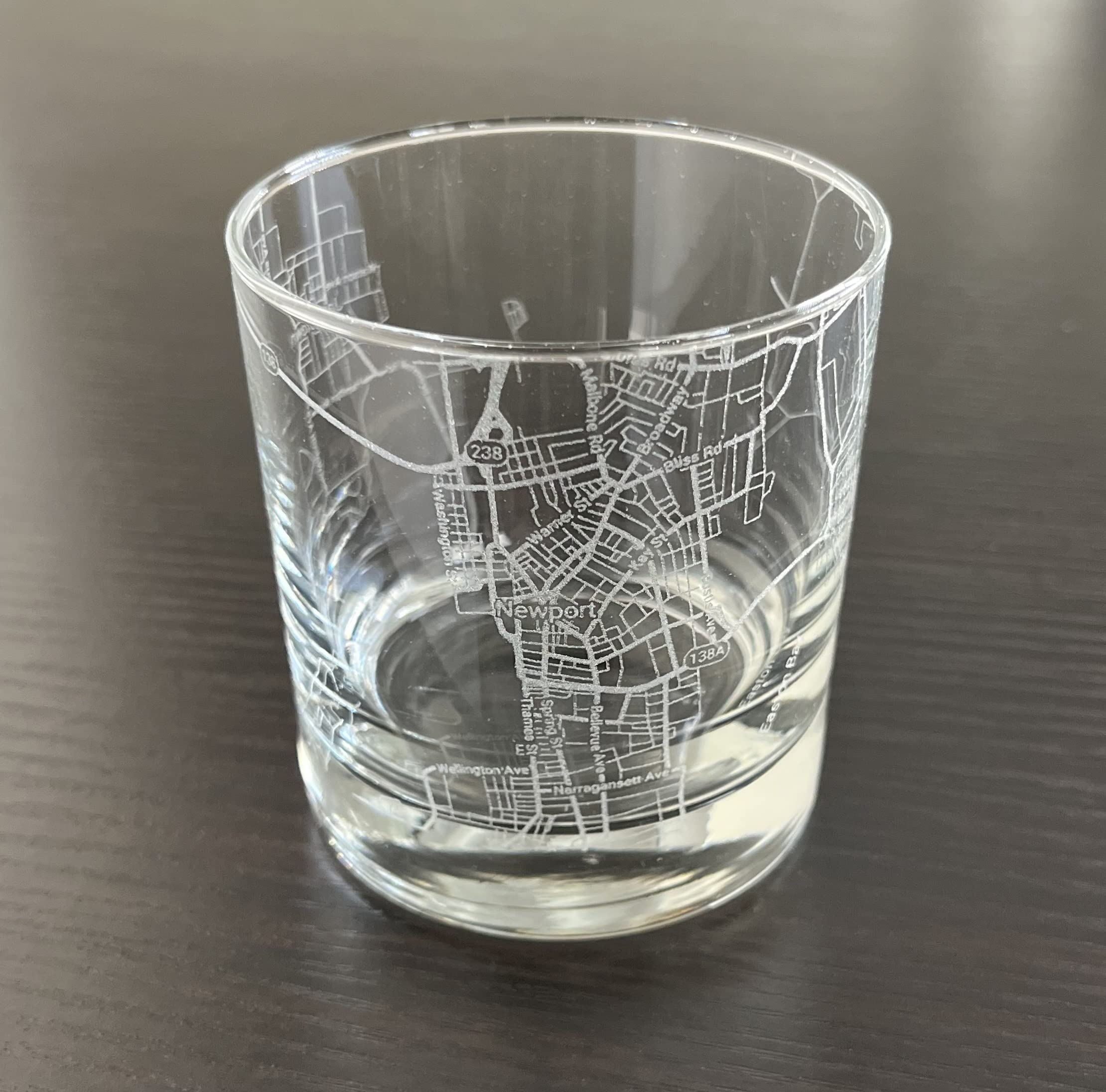 Rocks Whiskey Old Fashioned 11oz Glass Urban City Map Newport Rhode Island