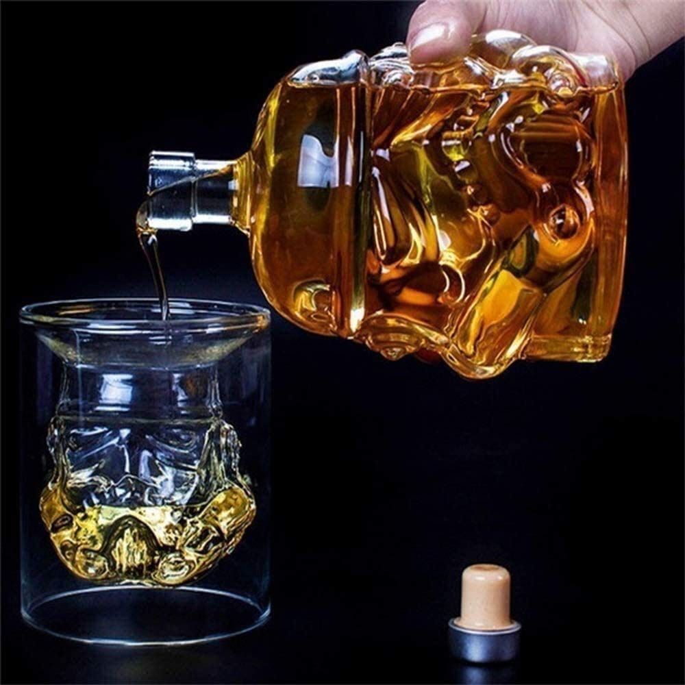 Transparent Creative Whiskey Decanter Set with 2 Glasses, Flask Carafe,Whiskey Carafe for Wine,Scotch,Bourbon,Vodka,Liquor - 750ML