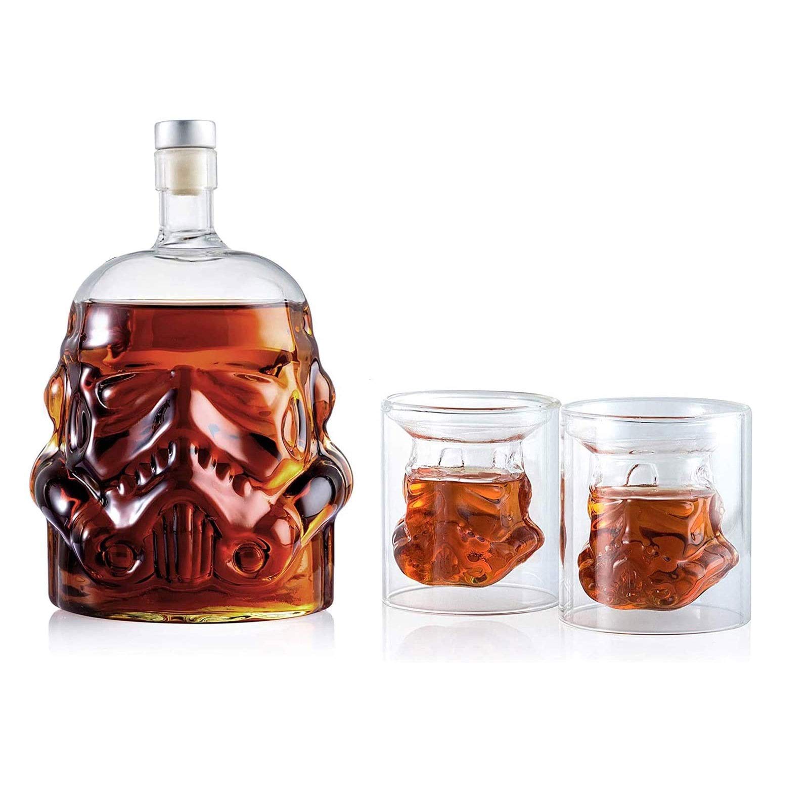 Transparent Creative Whiskey Decanter Set with 2 Glasses, Flask Carafe,Whiskey Carafe for Wine,Scotch,Bourbon,Vodka,Liquor - 750ML