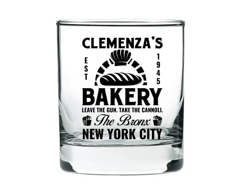 Brindle Southern Farms Leave The Gun Take The Cannoli Godfather Whiskey Glass & Coaster, Engraved Godfather Rocks, Clemenza's Bakery Gift Set for Godfather (Diamond Black Engraved Finish)