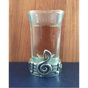 Basic Spirit Shot Glass with Pewter Clef Music Instrument Note for Home Bar, Stocking Stuffer, Party Favor or Gift