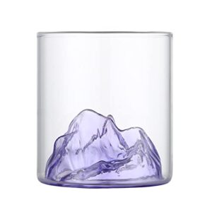 purple vintage japanese style mountain whiskey glass,rocks glasses in gift box,glass for drinking bourbon,scotch,cocktails or tea,the art of drinking