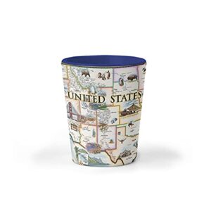 xplorer maps usa map ceramic shot glass, bpa-free - for office, home, gift, party - durable and holds 1.5 oz liquid