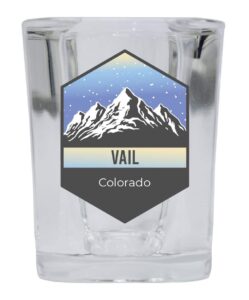 r and r imports vail colorado ski adventures 2 ounce square base liquor shot glass