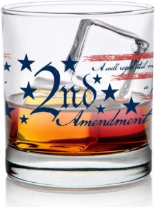 lucky shot - 2nd amendment whiskey glass | novelty old fashioned wine glasses | american usa patriotic scotch glass gift | old fashioned wine glass gift | gift for him (16 oz)