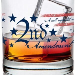 Lucky Shot - 2nd Amendment Whiskey Glass | Novelty Old Fashioned Wine Glasses | American USA Patriotic Scotch Glass Gift | Old Fashioned Wine Glass Gift | Gift For Him (16 oz)