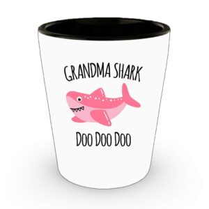 Exxtra Gifts Grandma Shark Shot Glass - Grandmother Ceramic Cup - Gift For Grandma - Birthday Gift From Grandkids - Christmas Stocking Stuffer Present