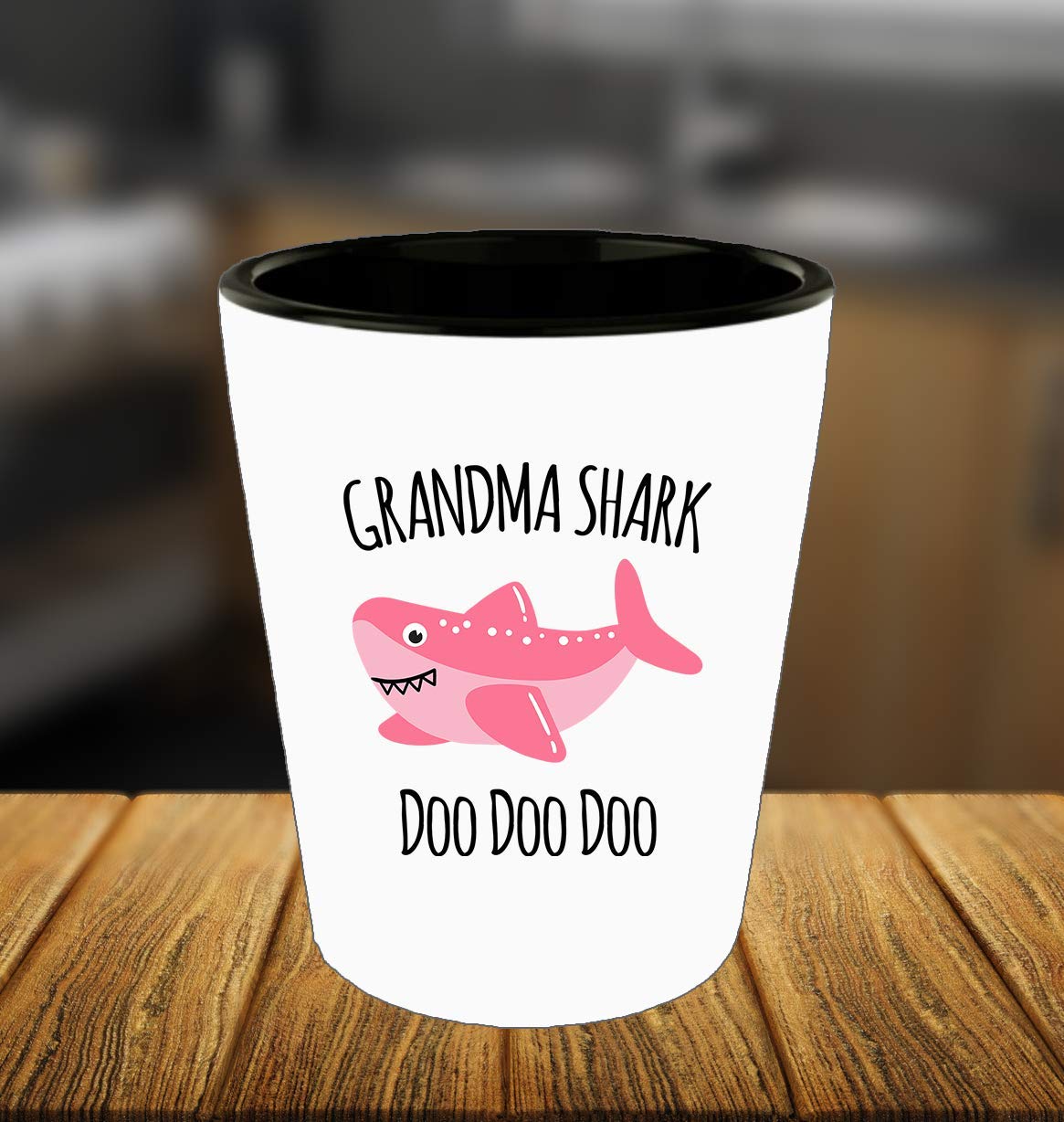 Exxtra Gifts Grandma Shark Shot Glass - Grandmother Ceramic Cup - Gift For Grandma - Birthday Gift From Grandkids - Christmas Stocking Stuffer Present