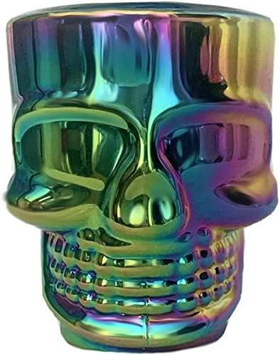 Circleware Skull Face Heavy Base Whiskey Shot Glasses, Set of 6, Party Home Entertainment Dining Beverage Drinking Glassware for Brandy, Liquor, Bar Decor, Jello Cups, 1.7 oz, Fun Shooters