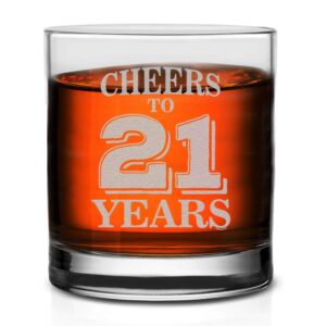 veracco cheers to 21 years twenty first birthday gifts whiskey glass funny for someone who loves drinking bachelor party favors (clear, glass)