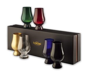 glencairn coloured whisky glass, full set of 6 in presentation box