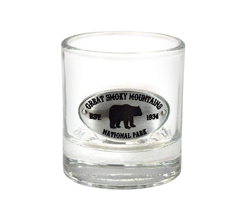 Americaware Whiskey 2 oz Shot Glass With Etched Smoky Mountains Medallion