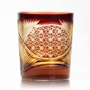 n/c jinzhi japanese style edo kiriko color drinking glass 9 oz amber red crystal whisky glass scotch glasses